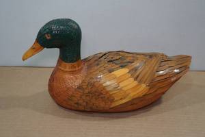 lot 134 image: Vintage Hand Made Wicker Reed Woven Mallard Duck