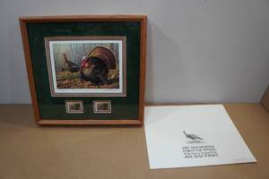 lot 202 image: James Hautmans 1997 MN Wild Turkey Stamp Framed Print