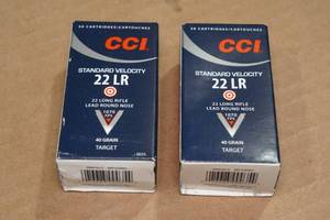 lot 229 image: 100 CCI .22 LR 40 Gr LRN Ammo