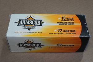 lot 235 image: 500 Armscor .22 LR 36 Gr HP Ammo