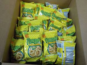 lot 135 image: Case of 34 oz bags Funyons best d...