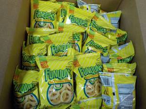 lot 136 image: Case of 34 oz bags Funyons best d...