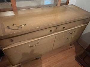 lot 58 image: Vintage Wooden Sideboard with Brass Handles - Two Drawers