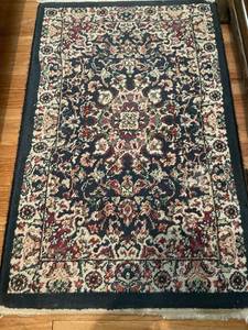 lot 73 image: Collection of 2 Vintage Area Rugs - Floral & Scroll Patterns