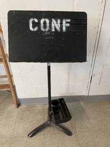 lot 91 image: Vintage Music Stand with Storage Basket