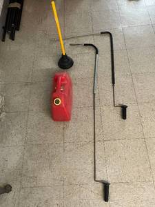 lot 93 image: Plumbing Snakes (2) and  Red Gas Can