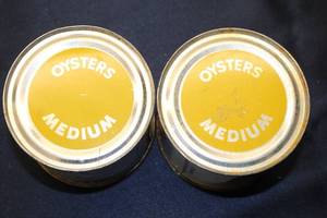 lot 66 image: Set of 2 Vintage empty Freshly Shucked Oyster Cans