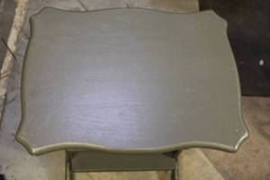lot 68 image: Vintage Green Accent Table with Two Shelves