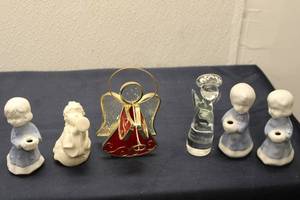 lot 74 image: Collection of Christmas Figurines and Decorations including Angels and Lanterns