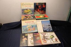 lot 100 image: Lot of 9 Vintage Christmas Vinyl Records with Various Artists