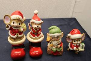 lot 108 image: Lot of 8 Vintage Santa and Holiday-Themed Figurines and Decorations