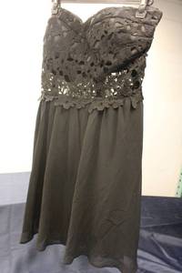 lot 144 image: Elegant Black Strapless Dress with Lace Bodice - Size Unknown