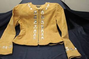 lot 203 image: Boston Proper Womens Genuine Leather Suede Jacket, Size 8