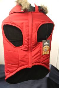 lot 205 image: Dog Whisperer Red Winter Coat for Dogs with Faux Fur Hood