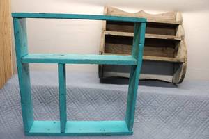 lot 16 image: Rustic Wood Wall Shelves with Compartments
