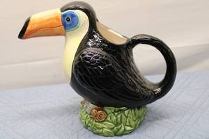 lot 36 image: Colorful Toucan Bird Ceramic Water Pitcher