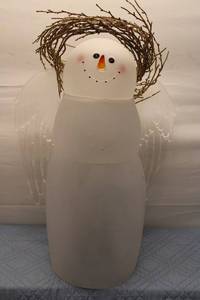 lot 111 image: Frosted Glass Snowman Lamp with Wings and Twigs