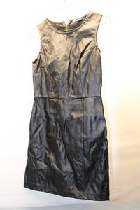 lot 146 image: Vintage Black Faux Leather Sleeveless Dress