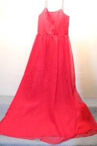 lot 179 image: Elegant Red Chiffon Maxi Dress with Spaghetti Straps