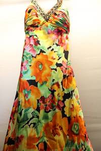 lot 180 image: Size 4 Floral Maxi Dress with Beaded Straps by Patricia Ann
