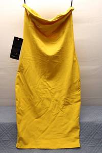 lot 196 image: Bebe Womens Yellow Drape Neck Dress Size M