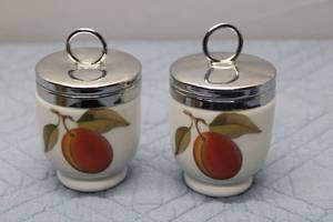 lot 224 image: Set of 2 Vintage Porcelain Jars with Fruit Designs