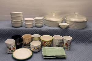 lot 226 image: Collection of Mixed Dinnerware Including Bowls, Mugs, and Serving Dishes
