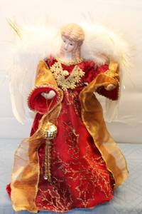 lot 228 image: Elegant Christmas Angel Figurine with Golden Details