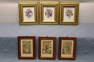 lot 229 image: Collection of Vintage Framed Floral Art by Barbara Mock - Set of 7