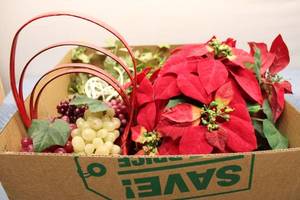 lot 290 image: Collection of Artificial Grapes and Red Wicker Baskets