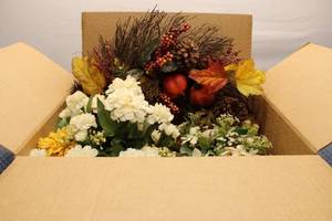 lot 297 image: Collection of 3 Floral Arrangements in Decorative White Buckets