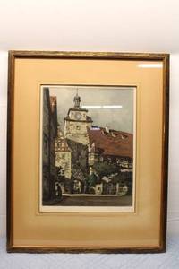 lot A-309 image: Framed Color Lithograph by Rudolf Veit - Historic German Architecture