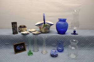 lot 332 image: Collection of Decorative Glass and Ceramic Vases and Basket