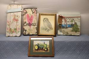 lot 413 image: Collection of 5 Decorative Wall Art Pieces Including Easter Theme and Nature