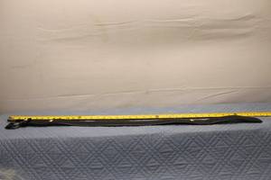lot 425 image: Vintage Black Leather Belt with Decorative Sailboat Buckle, 36 Inches Long