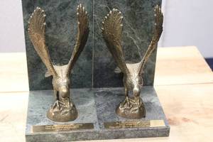lot 284 image: Pair of Decorative Eagle Bookends with Inspirational Scripture