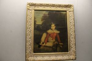 lot 414 image: Antique Framed Portrait of a Young Boy in Classic Dress