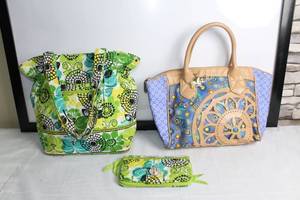 lot 443 image: Set of 3 Colorful Handbags and Wallet by BollyDoll