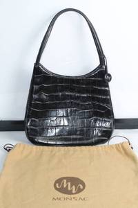 lot 446 image: Monsac Black Croc-Embossed Handbag with Dust Bag