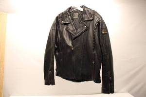 lot 523 image: Hein Gericke Mens Black Leather Motorcycle Jacket