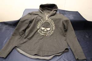 lot 528 image: Harley-Davidson Mens Zippered Hoodie with Skull Logo Size L