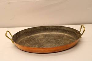 lot 536 image: Vintage Copper and Metal Serving Tray with Handles