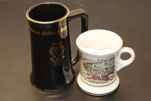 lot 543 image: Set of 2 Vintage Collectible Mugs - Kemper Military School and The Race of the Century