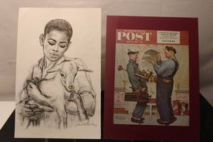 lot 568 image: Framed Print of a Young Boy with Goat and The Saturday Evening Post from June 2, 1951