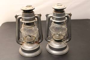 lot 574 image: Pair of Vintage Metal Lanterns Made in Czechoslovakia
