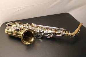 lot 575 image: Vintage Gold Brass Alto Saxophone with Unique Key Mechanism