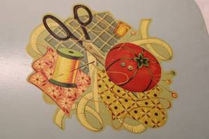 lot 577 image: Vintage Sewing Supplies Collection with Storage Basket