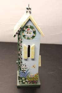 lot 579 image: Hand-Painted Butterfly Cottage Decorative Birdhouse