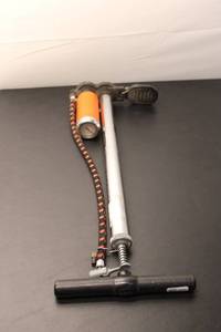 lot 581 image: Vintage Hand Pump with Pressure Gauge and Hose