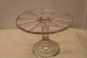 lot 588 image: Vintage Glass Cake Stand with Floral Design - 10 Inch Diameter